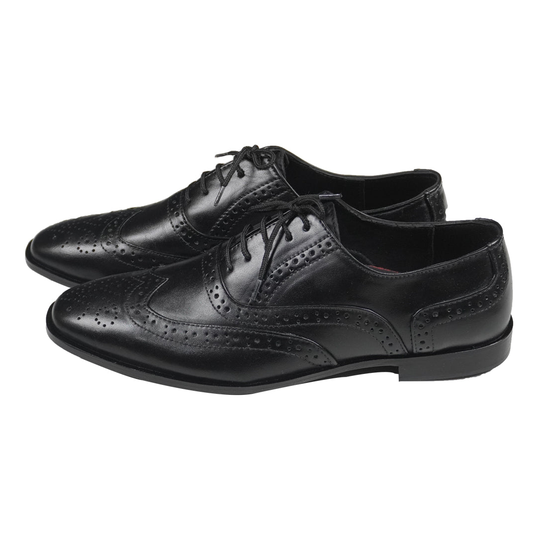 Men's Black Smart Formal PU Leather Laced Brogues Shoes